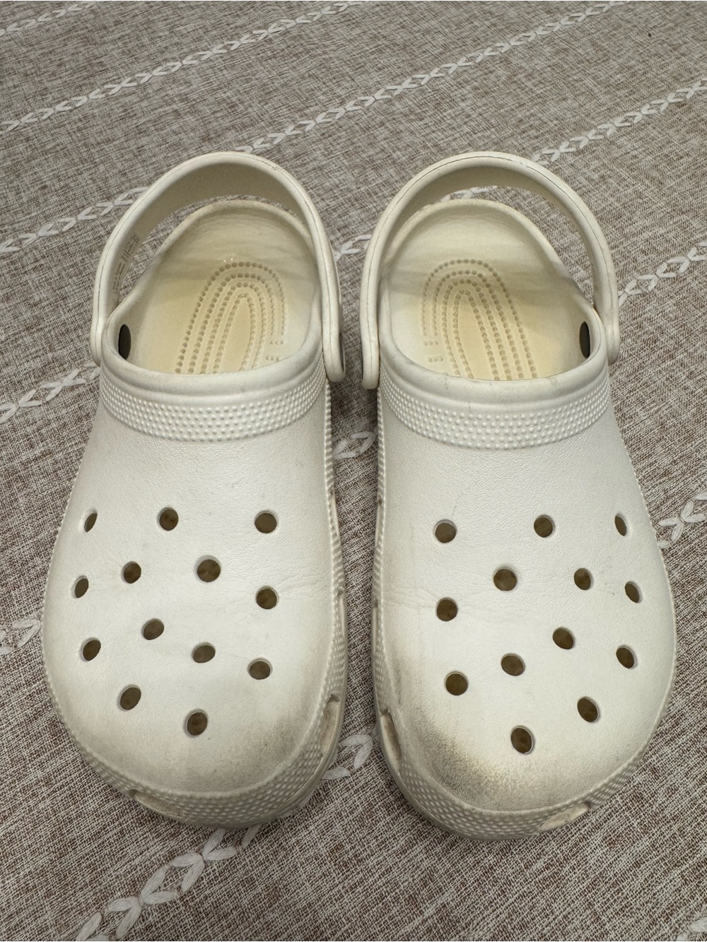 Women’s White Slip-On Crocs with Heel Strap size 10